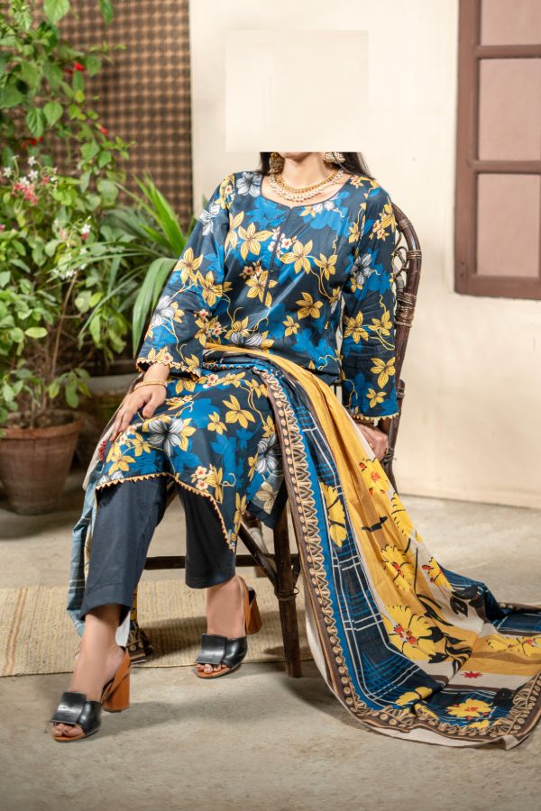 Hafiz Zara Lawn`25 (Vol-2) D#43 (Nevy Blue)