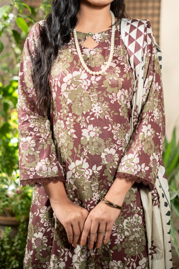 Hafiz Zara Lawn`25 (Vol-2) D#44 (Maroon)