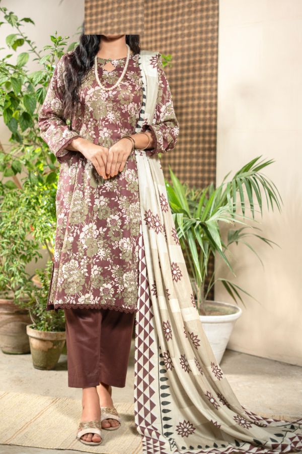 Hafiz Zara Lawn`25 (Vol-2) D#44 (Maroon)