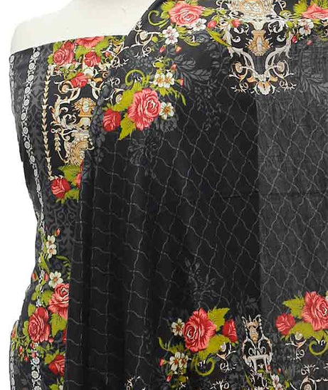 Hooria Print Linen`21 D#1040 (Black)