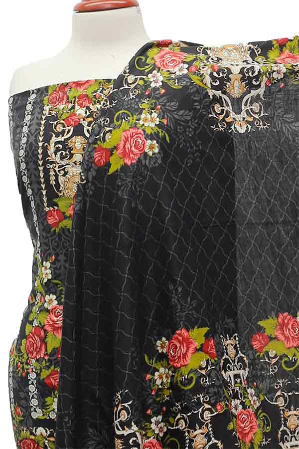 Hooria Print Linen`21 D#1040 (Black)