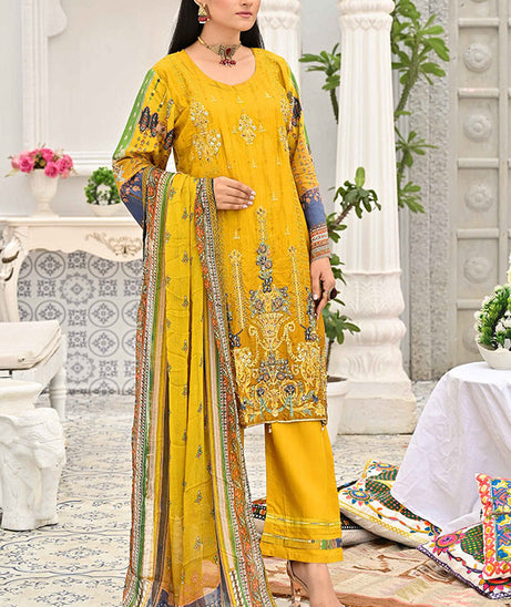Hooriya &amp; Minahil D/Viscose`22 D#1 (Mustard)