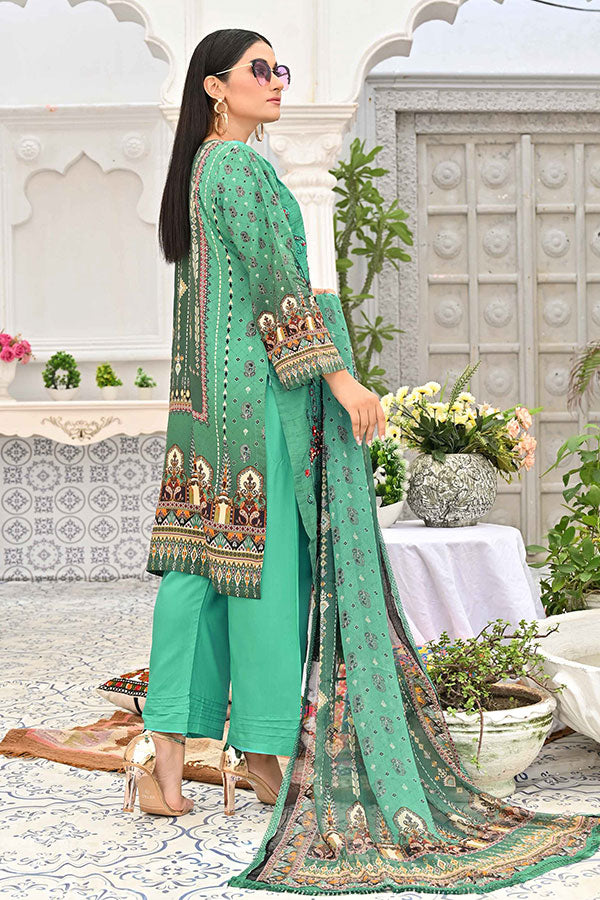 Hooriya &amp; Minahil D/Viscose`22 D#1 (Sea Green)