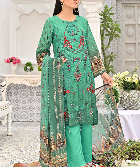 Hooriya &amp; Minahil D/Viscose`22 D#1 (Sea Green)