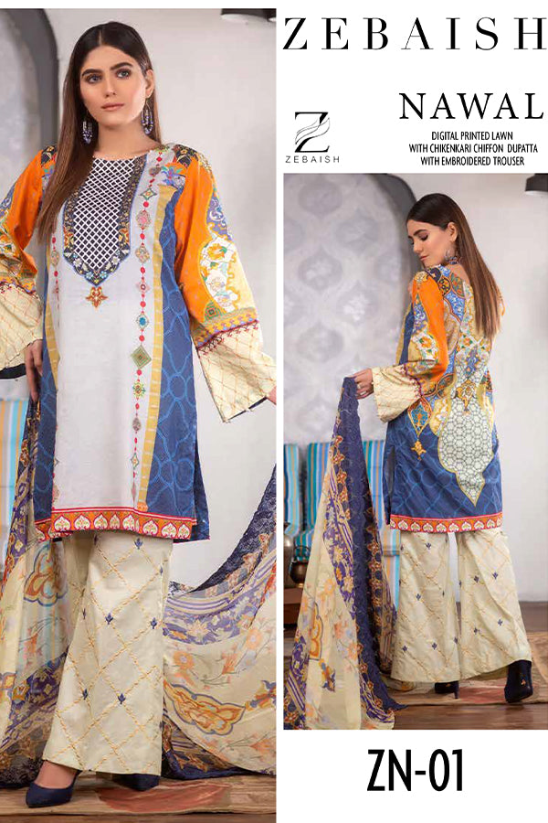 Zebaish Nawal Digital Lawn`20 ZN#1
