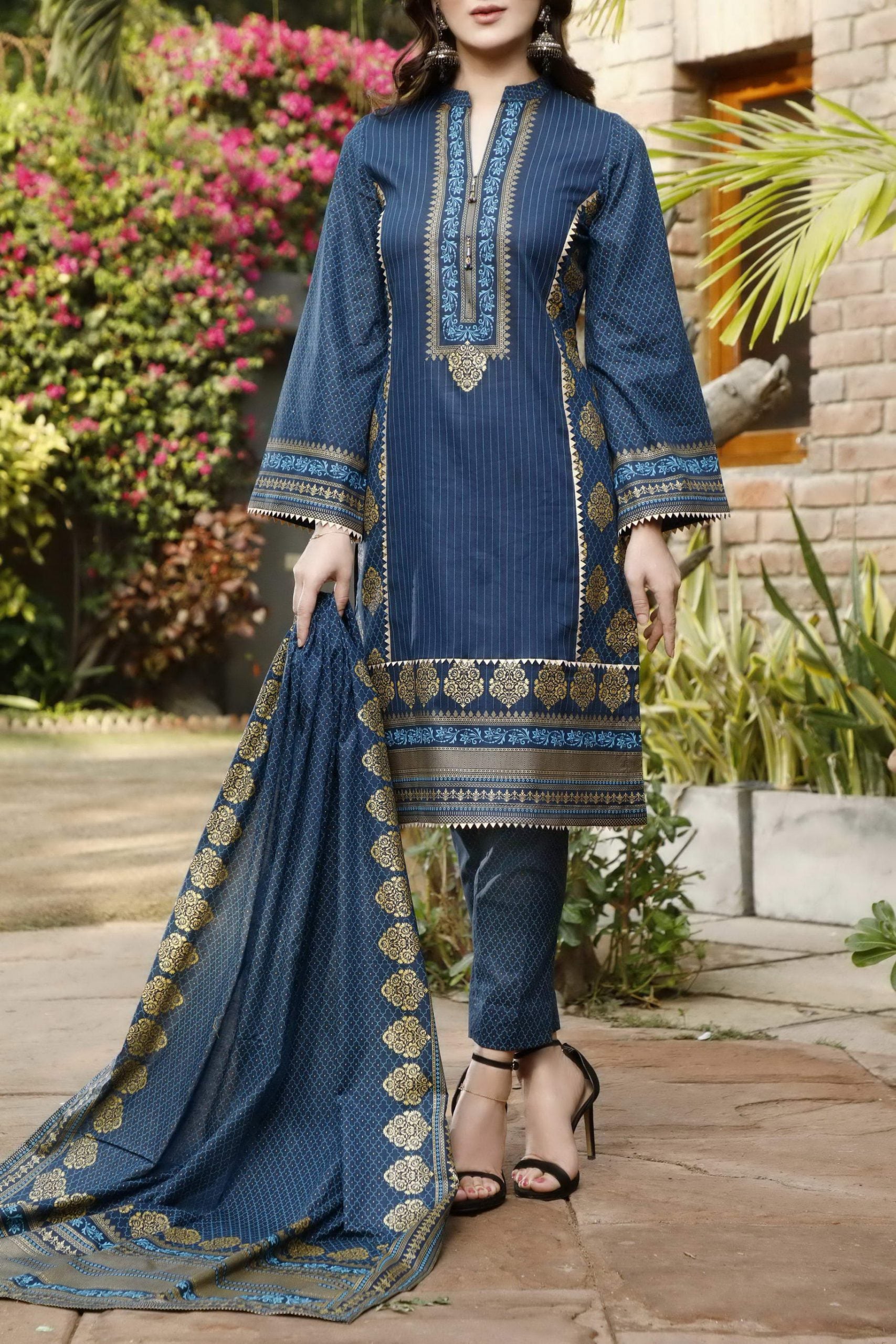 Daman Print Lawn`23 D#803 Blue