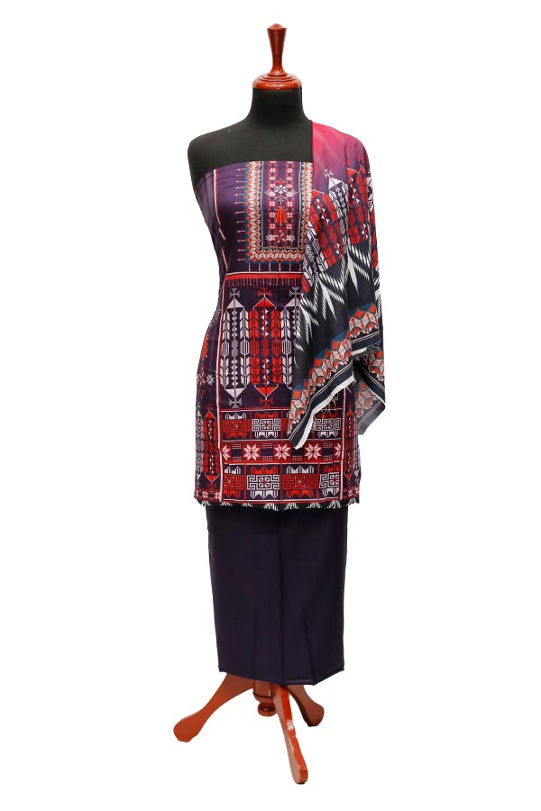 JJ Korean Print Linen`22 D#1089 Purple