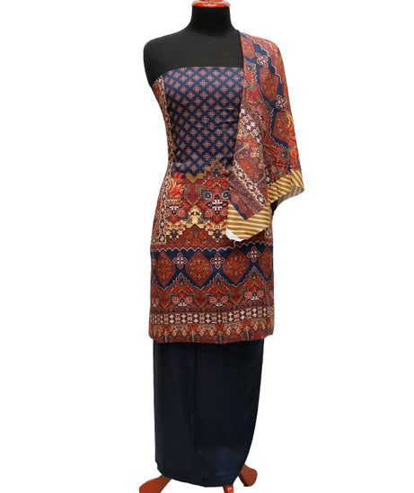 JJ Korean Print Linen`22 D#1805 Nevy Blue