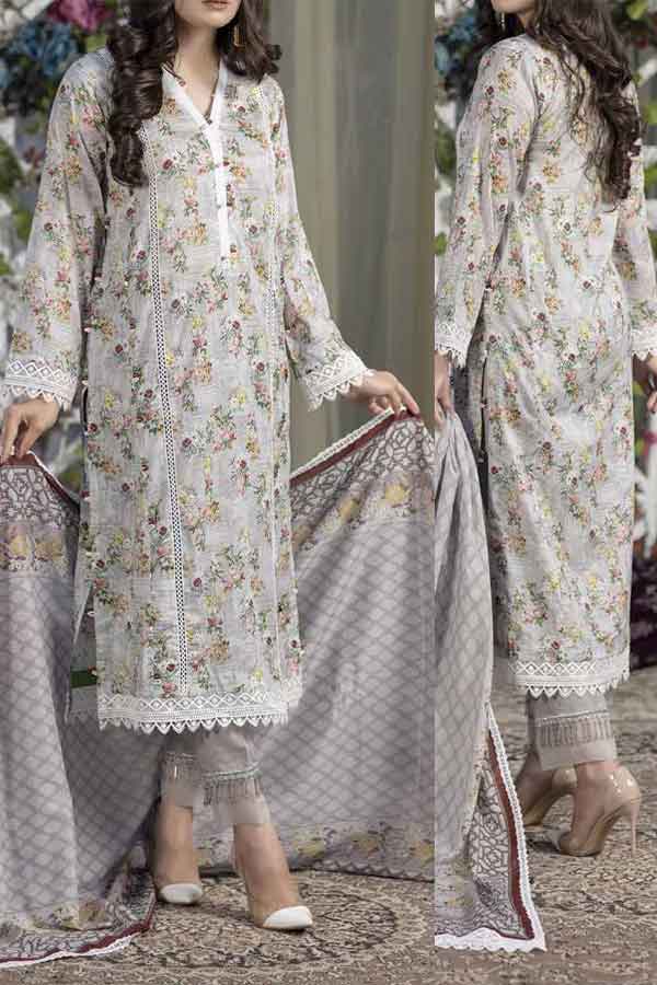 Kanwal Digital Print Lawn`22 D#01 Grey