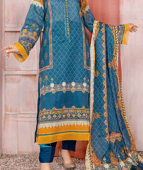 Kanwal Digital Print Lawn`22 D#104 Blue