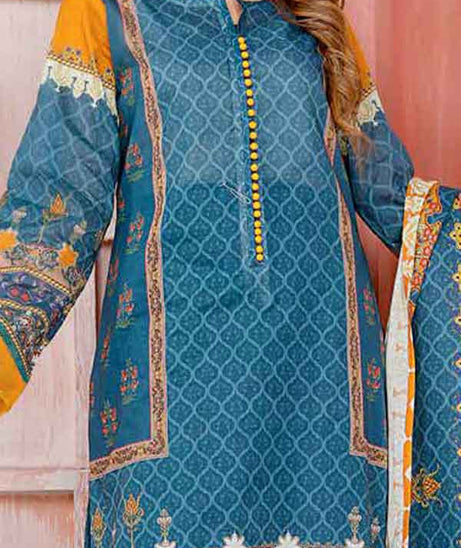 Kanwal Digital Print Lawn`22 D#104 Blue
