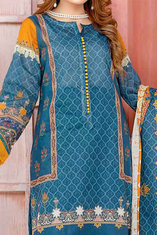 Kanwal Digital Print Lawn`22 D#104 Blue
