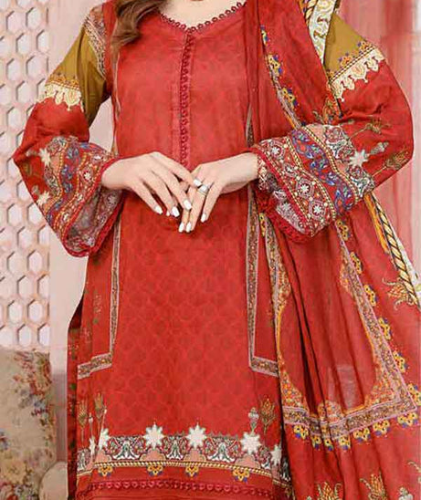 Kanwal Digital Print Lawn`22 D#104 Red