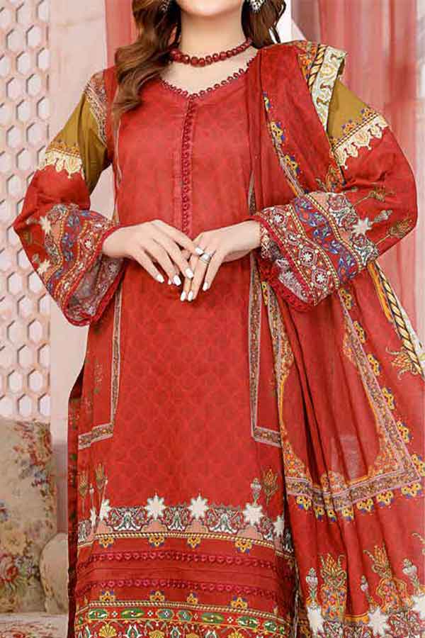 Kanwal Digital Print Lawn`22 D#104 Red
