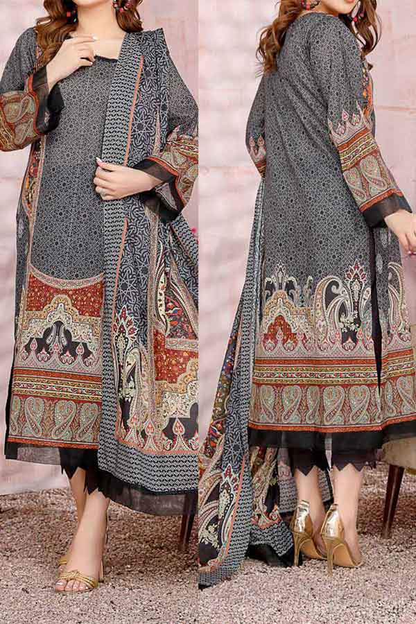 Kanwal Digital Print Lawn`22 D#107 Black