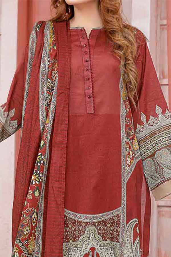 Kanwal Digital Print Lawn`22 D#107 Maroon