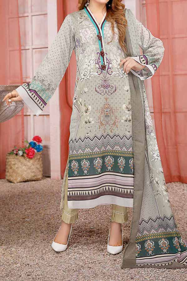 Kanwal Digital Print Lawn`22 D#109 S Grey