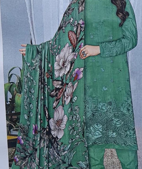 Khadija`s Mahru Emb Viscose`24 Apple Green