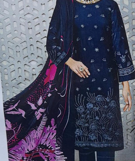 Khadija`s Mahru Emb Viscose`24 Nevy Blue