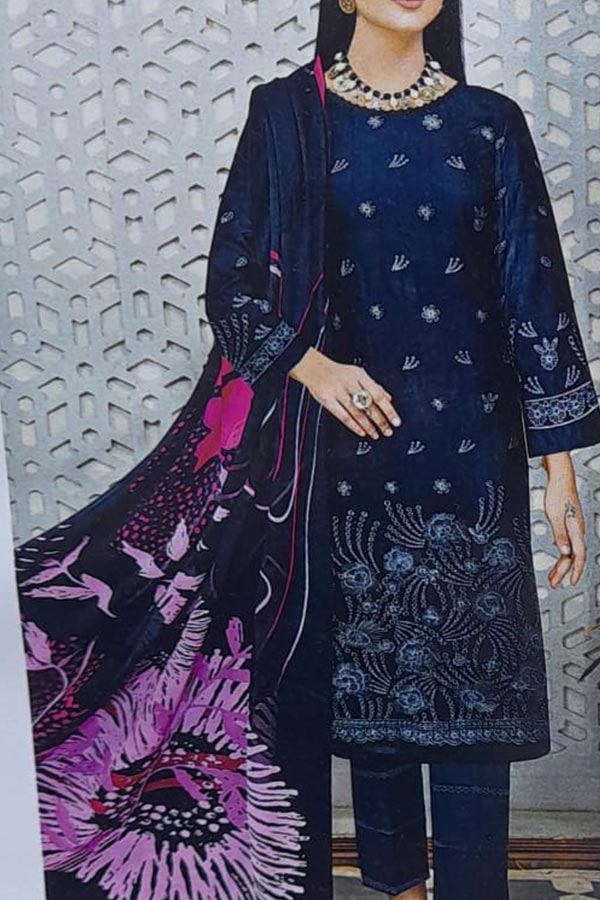 Khadija`s Mahru Emb Viscose`24 Nevy Blue