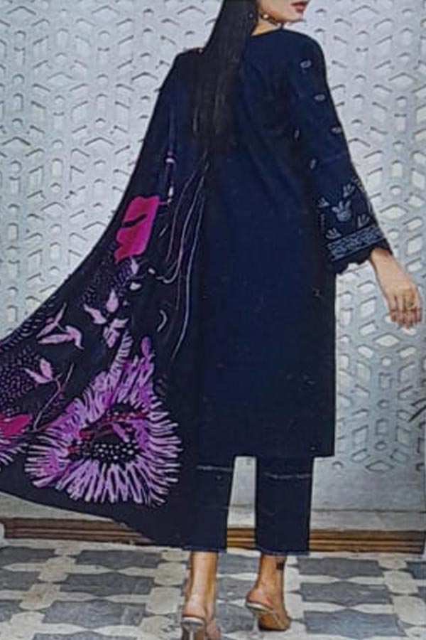 Khadija`s Mahru Emb Viscose`24 Nevy Blue