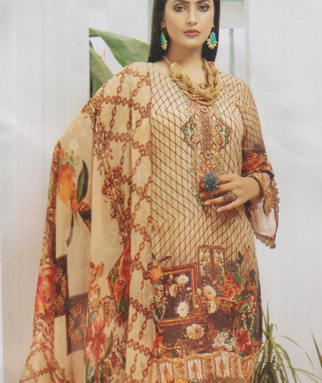 Khaki D/Emb Print Karandi`20 D#7