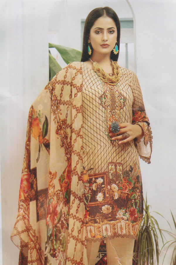 Khaki D/Emb Print Karandi`20 D#7