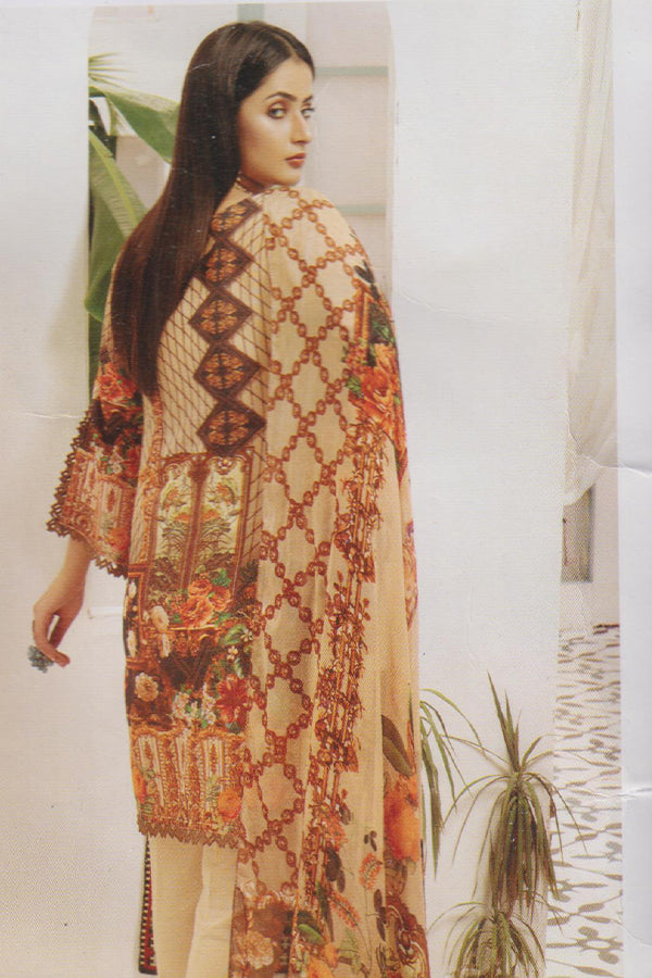 Khaki D/Emb Print Karandi`20 D#7