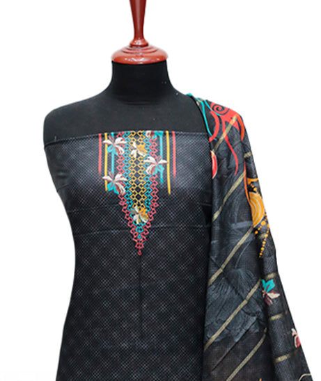 LCM D/Lawn D/Dupatta`24 D#152 (Black)