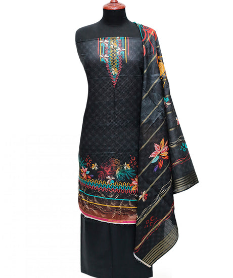 LCM D/Lawn D/Dupatta`24 D#152 (Black)