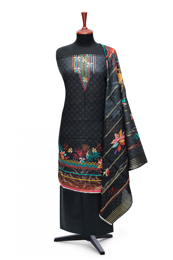 LCM D/Lawn D/Dupatta`24 D#152 (Black)