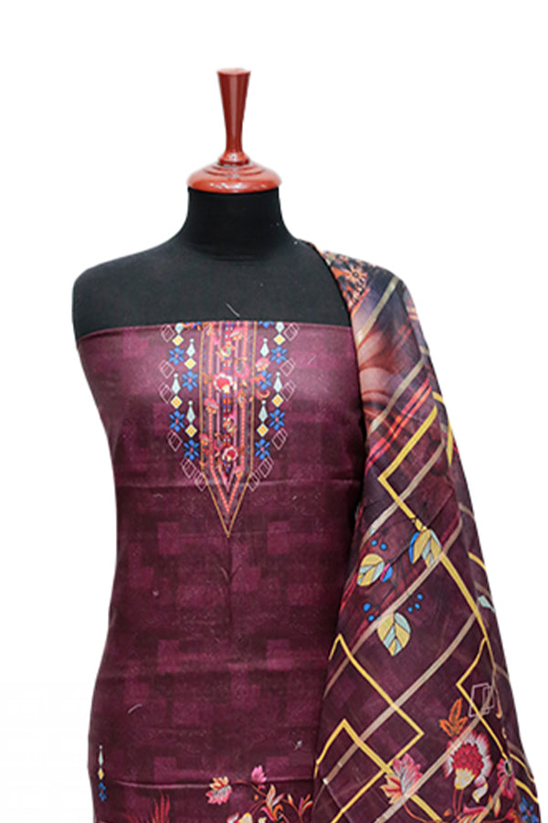 LCM D/Lawn D/Dupatta`24 D#153 (Maroon)