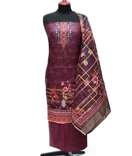 LCM D/Lawn D/Dupatta`24 D#153 (Maroon)