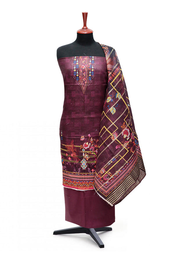 LCM D/Lawn D/Dupatta`24 D#153 (Maroon)