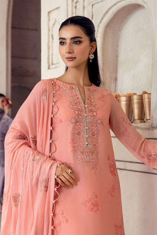 M.Basics Unstitched Winter Festive`25 D#7 (Coral)