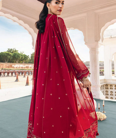 M.Basics Unstitched Winter Festive`25 D#8 (Deep Red)