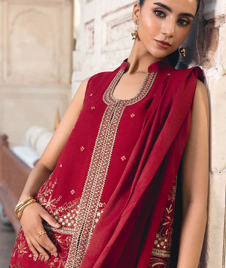 M.Basics Unstitched Winter Festive`25 D#8 (Deep Red)