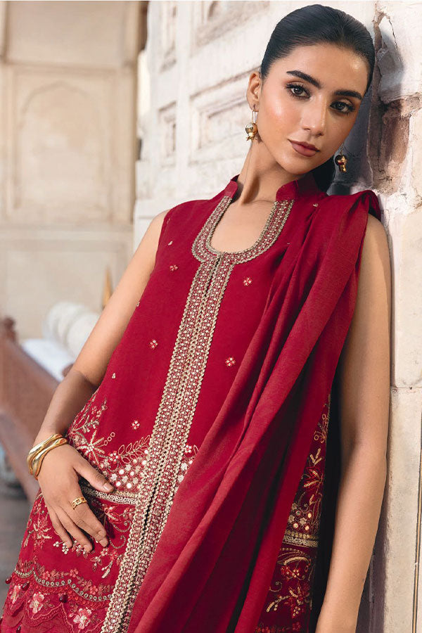 M.Basics Unstitched Winter Festive`25 D#8 (Deep Red)