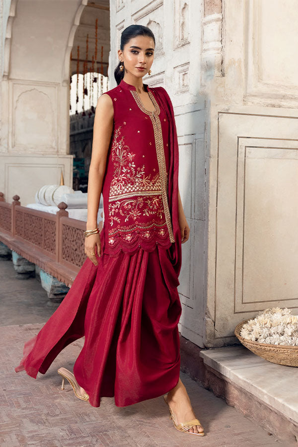 M.Basics Unstitched Winter Festive`25 D#8 (Deep Red)