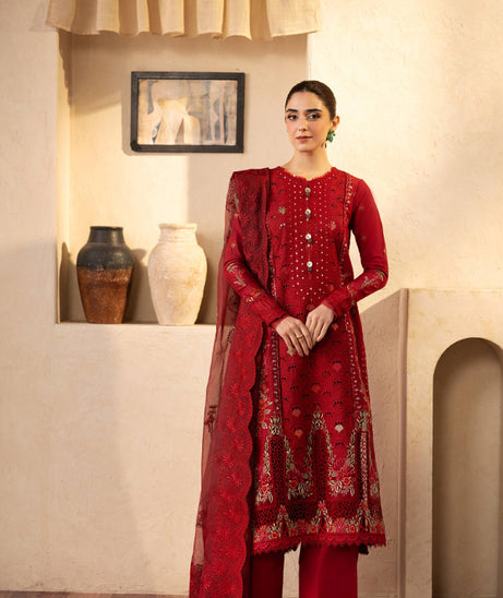 Maryam Hussain Luxury Lawn'25 (Berry)