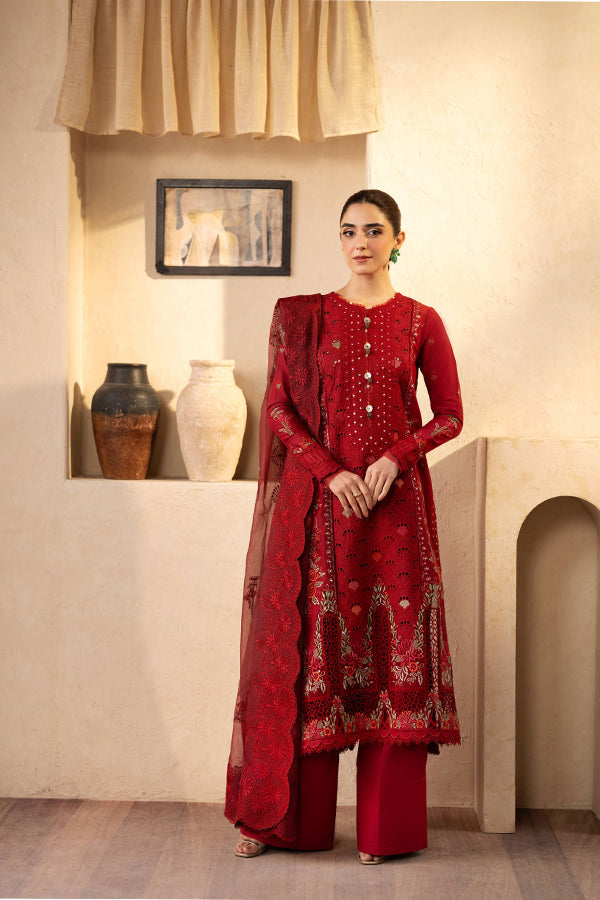 Maryam Hussain Luxury Lawn'25 (Berry)