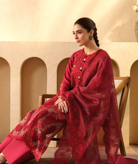 Maryam Hussain Luxury Lawn'25 (Berry)