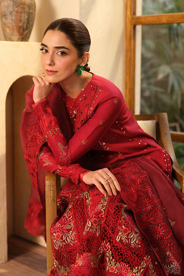 Maryam Hussain Luxury Lawn'25 (Berry)