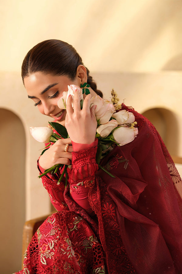 Maryam Hussain Luxury Lawn'25 (Berry)