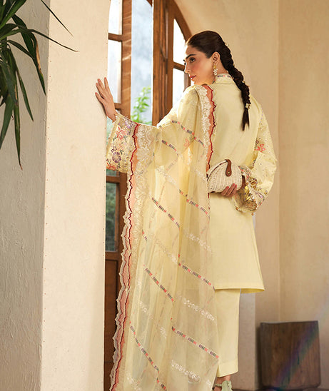 Maryam Hussain Luxury Lawn'25 (Lemon Garden)