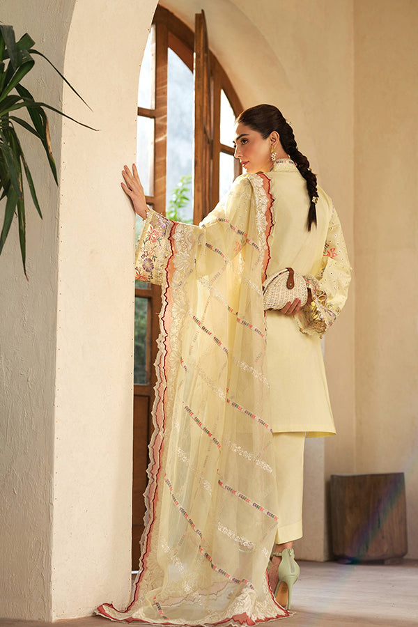 Maryam Hussain Luxury Lawn'25 (Lemon Garden)