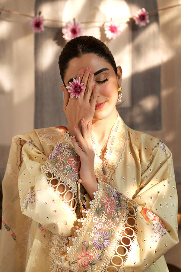 Maryam Hussain Luxury Lawn'25 (Lemon Garden)