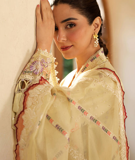 Maryam Hussain Luxury Lawn'25 (Lemon Garden)