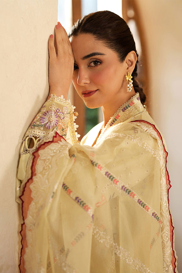 Maryam Hussain Luxury Lawn'25 (Lemon Garden)