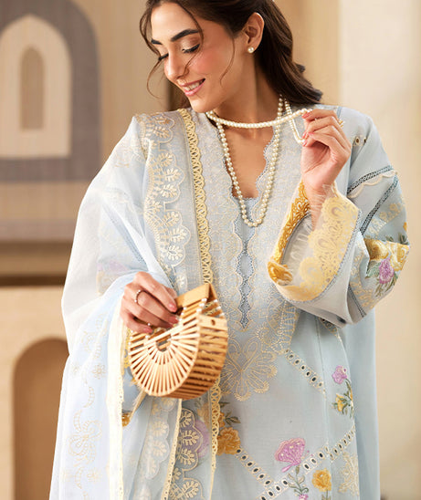 Maryam Hussain Luxury Lawn'25 (Ocean)